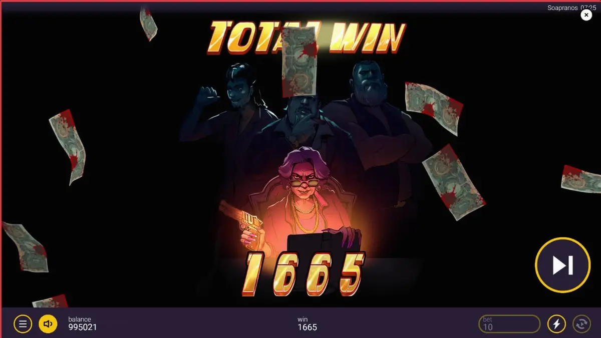 Tampilan visual slot The Soapranos dengan tema binatu mafia